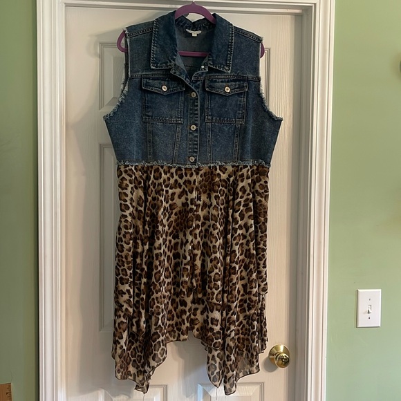 Denim animal print vest/kimono - Picture 1 of 5